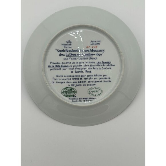 Vintage Pierre-Laurent Brenot Art Plate – “La Dame Aux Camélias 1899” – Limoges - Picture 2 of 2